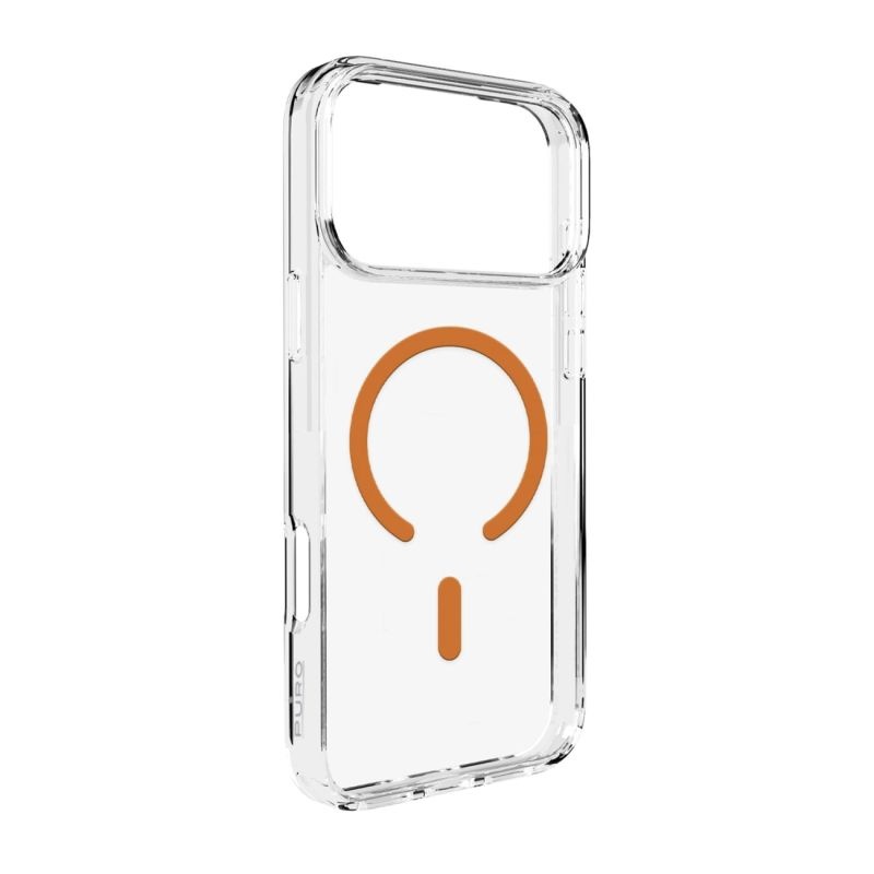 Puro Lite Mag Case Compatible with MagSafe for iPhone 17 Pro Max - Transparent with Orange Ring oranž / iPhone 17 Pro Max
