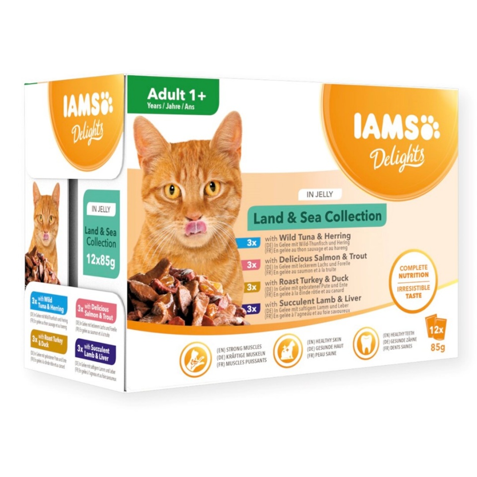 Eukanuba kassitoit IAMS DELIGHTS Land & Sea Collection in Jelly Box, 12x85g