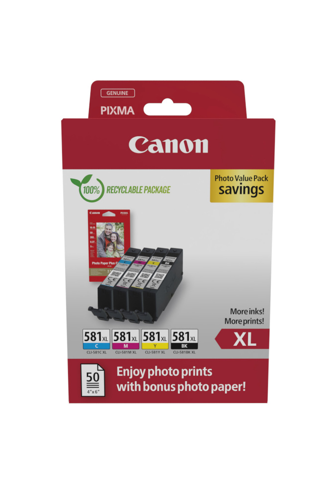 Canon tindikassett Canon CLI-581XL BK/C/M/Y foto Value Pack