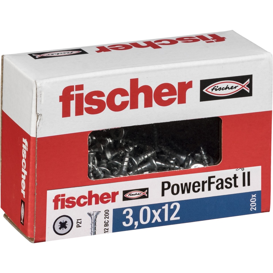Fischer kruvide komplekt PowerFast II 3,0x12 SK PZ VG blvz 200