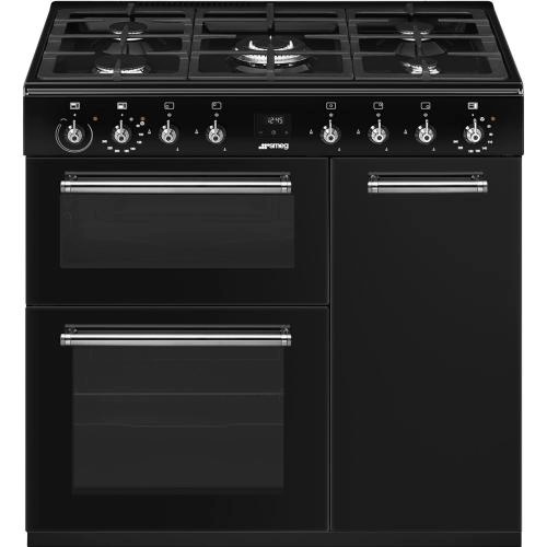 Smeg gaasipliit CX93GMBL Classic, 5 x gaas, 3 x elektriahi, aurupuhastus, 90 cm, must