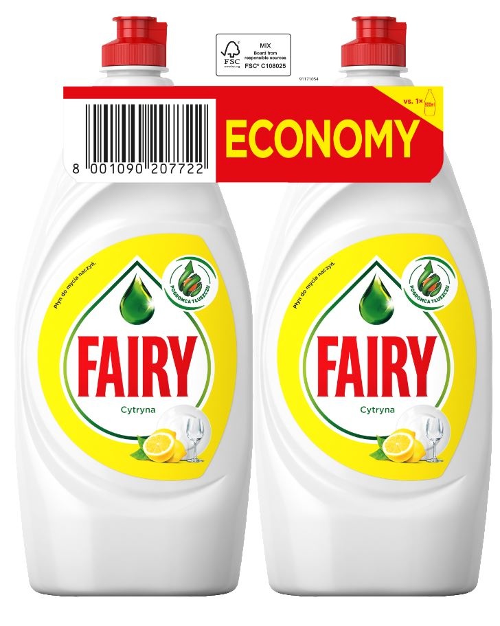 Fairy nõudepesuvedelik Lemon, 2x 900ml