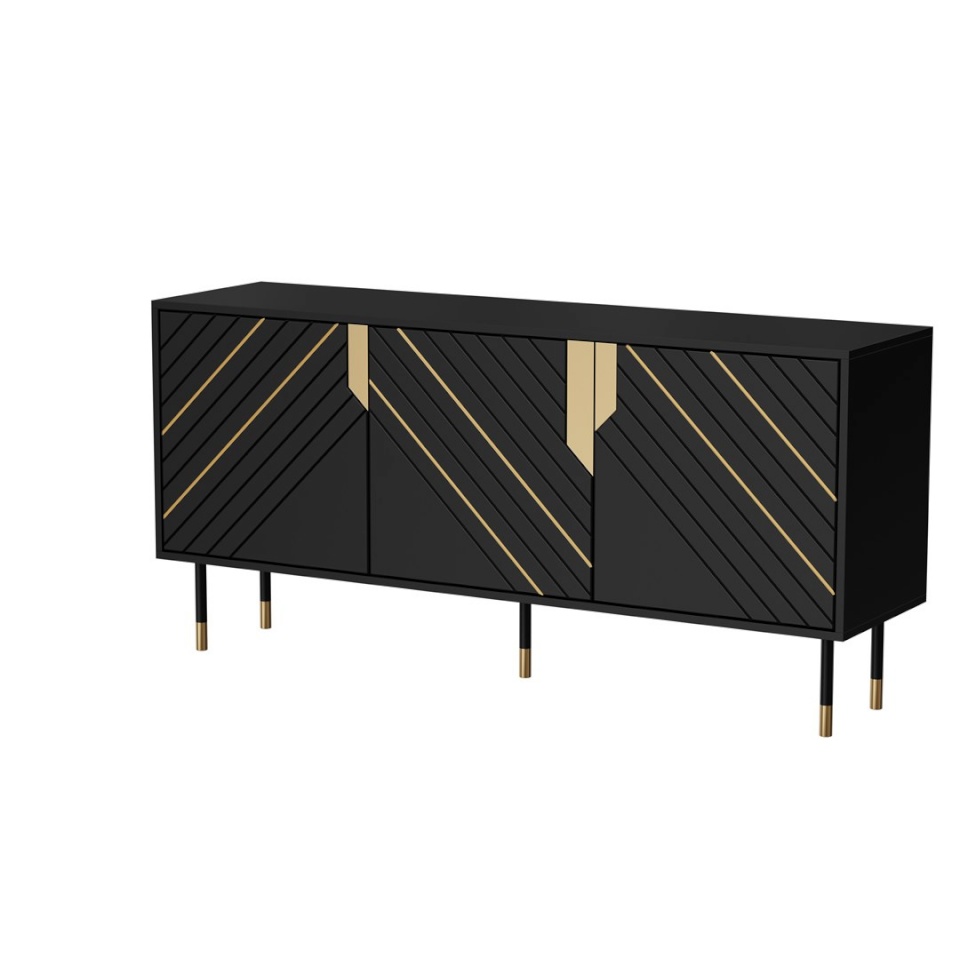 Cama Meble puhvetkapp 3D MOUNTAIN chest of drawers 154x40x72 must + kuldne