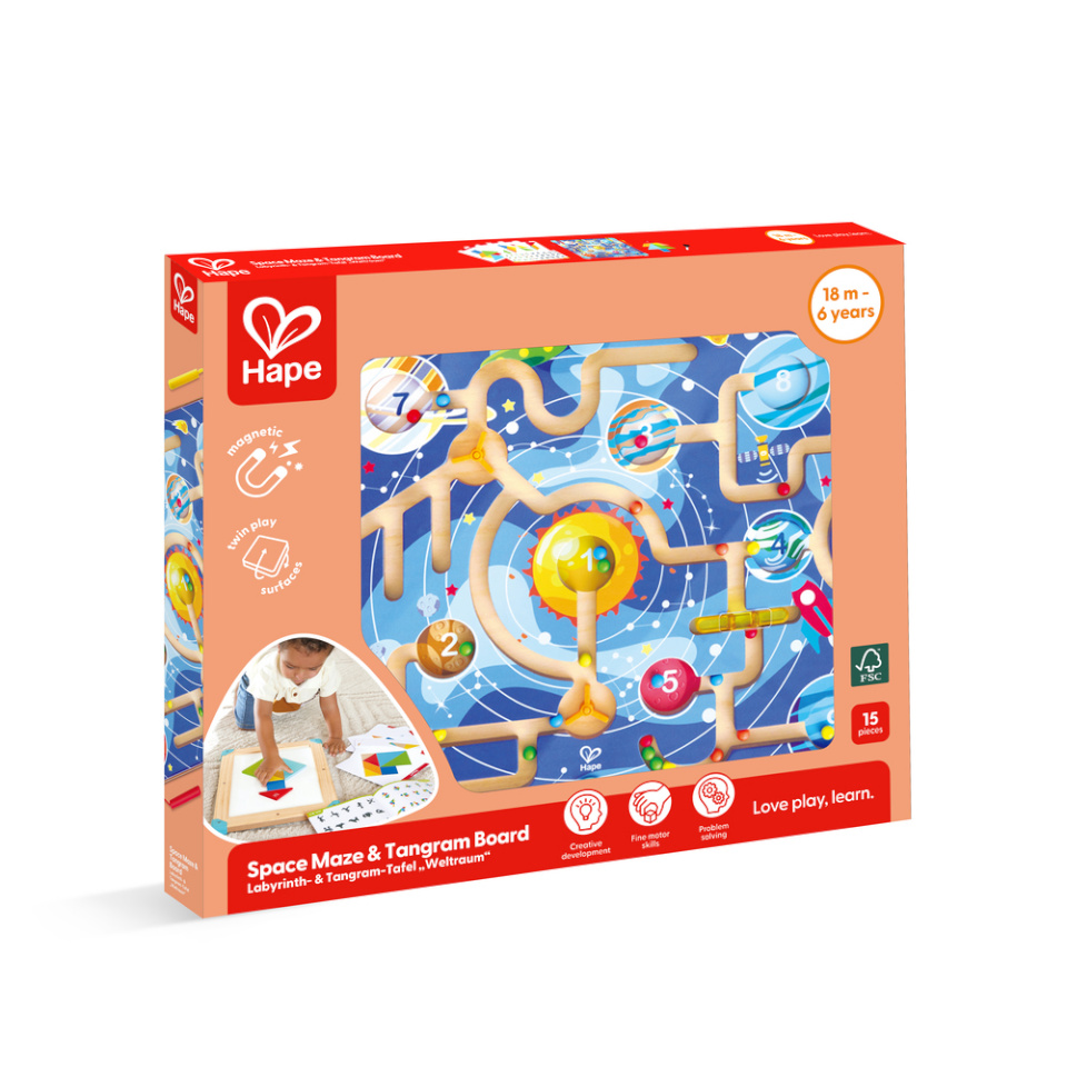 Hape 2-in-1 kosmose labürint ja tangrami laud, E0524K