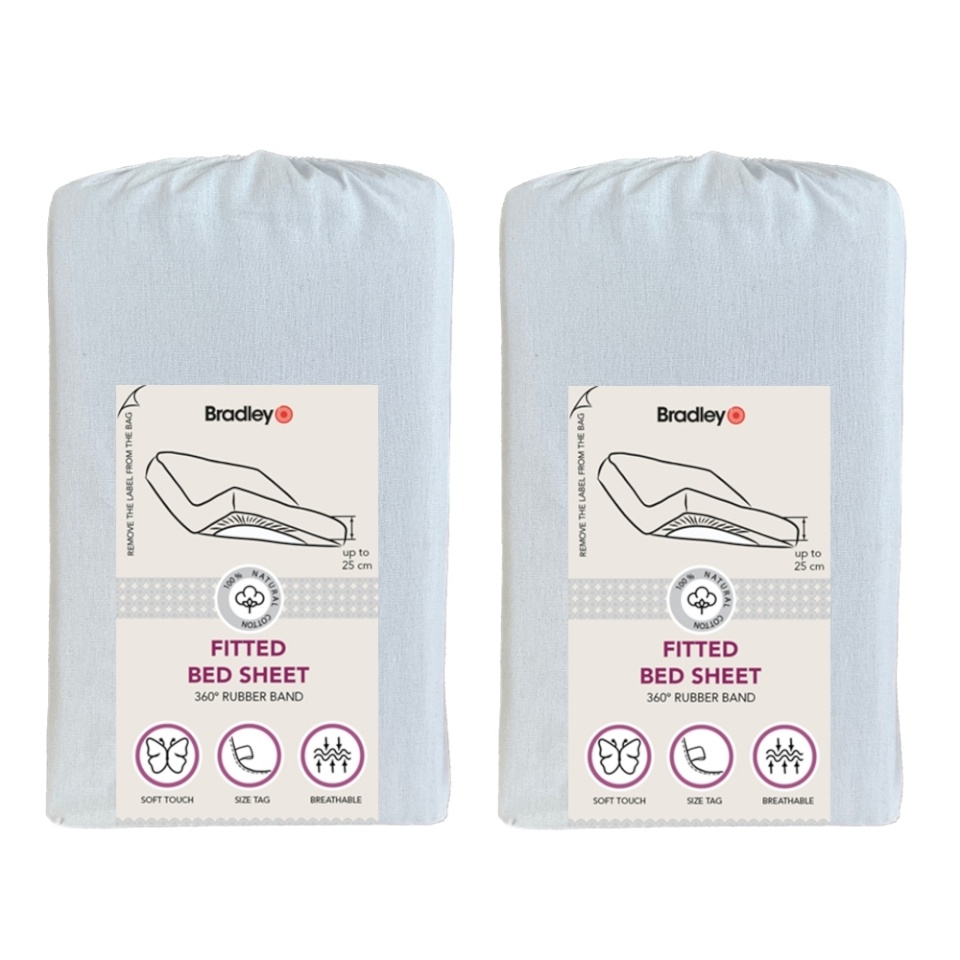 Bradley kummiga voodilina, 90 x 200 x 25 cm, 2tk, sinine