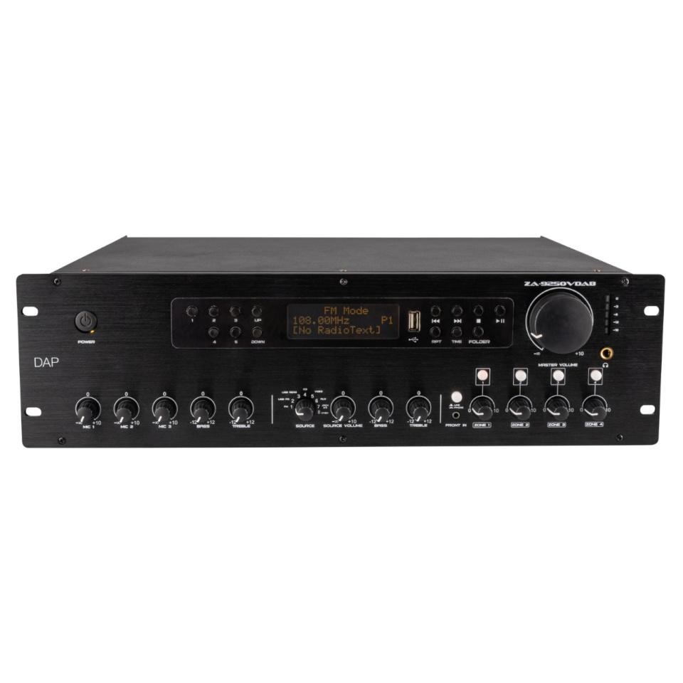 DAP taustheli võimendi ZA-9250VDAB, 4-tsooni, 250W 100V