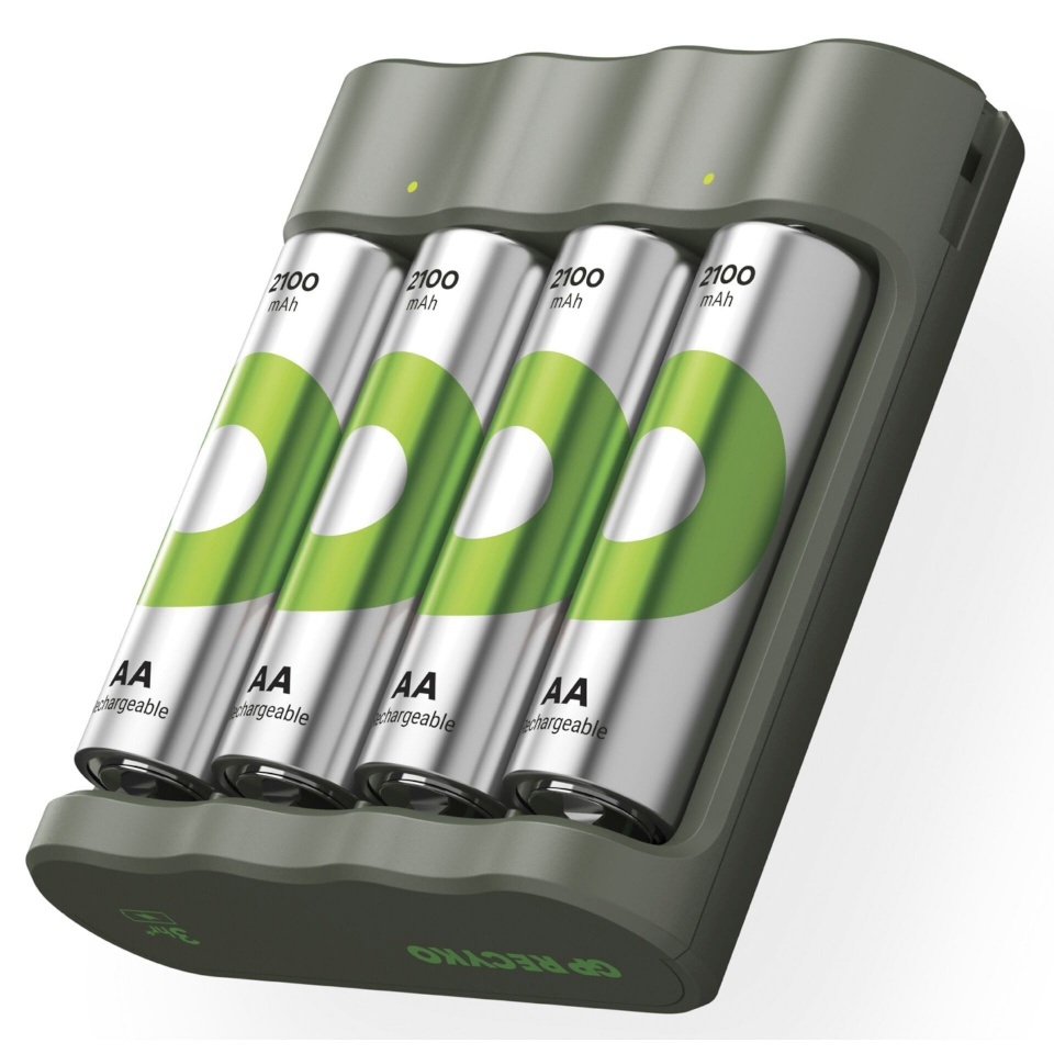 GP Batteries laadija ReCyko B441 4-Port USB-Modell akulaadija inkl.4xAA NiMh 2100mAh