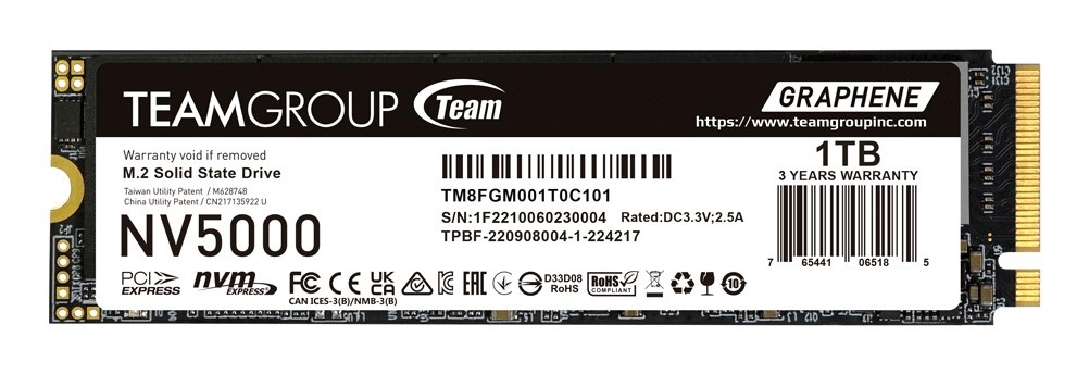 TEAMGROUP kõvaketas Team Group NV5000 1 TB M.2 PCI Express 4.0 NVMe 3D NAND