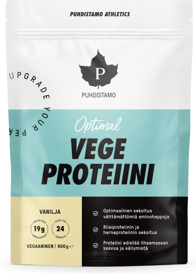Puhdistamo Athletics Optimal VEGE Vanilja proteiinipulber, 600g