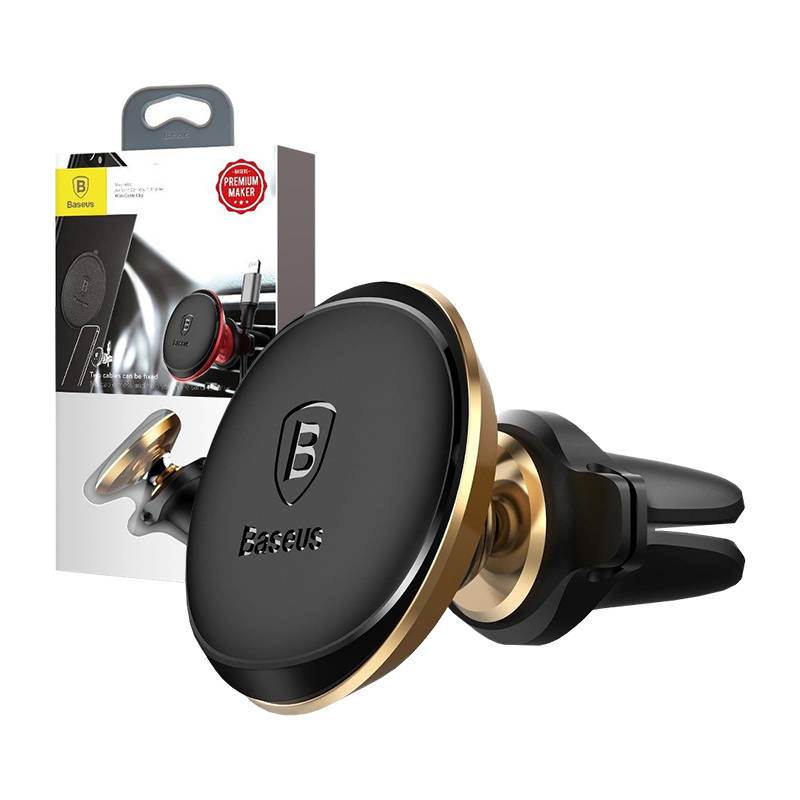 Baseus autohoidja Magnetic Air Vent Car Mount with cable clip Gold