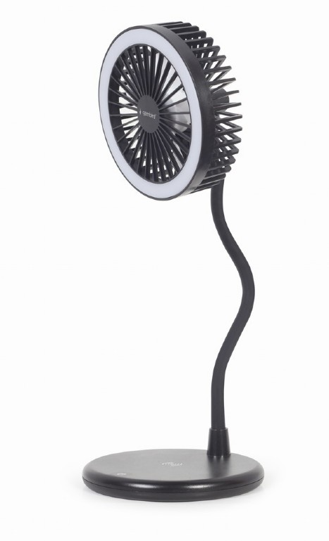 Gembird lauaventilaator TA-WPC10-LEDFAN-01 Desktop Fan with Lamp and Wireless Charger, must