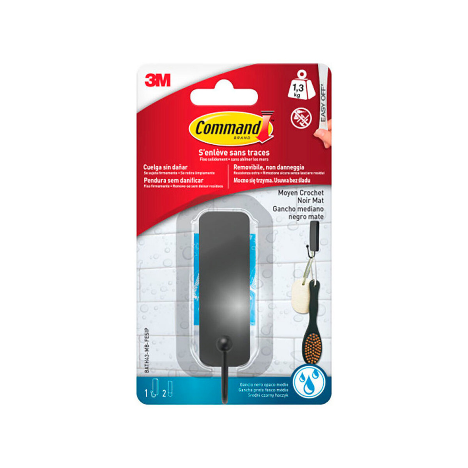 3M Konks riputamiseks 1,3 kg 25x35x95 MM must Vinüül (1tk)