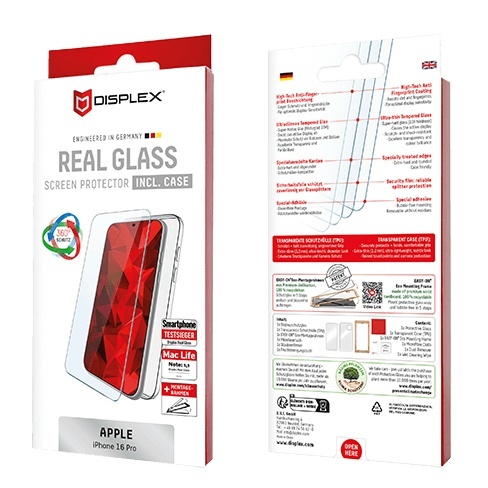 Displex kaitseklaas Apple iPhone 16 Pro Real Screen Glass + Case By Transparent