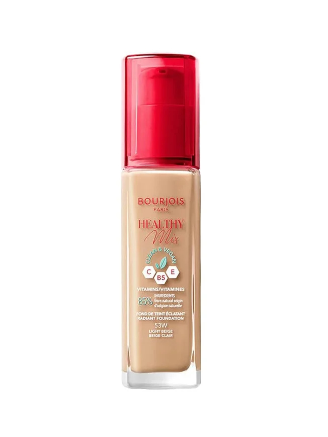Bourjois Paris jumestuskreem Healthy Mix Clean & Vegan Radiant Foundation 30ml, 53W Light Beige, naistele