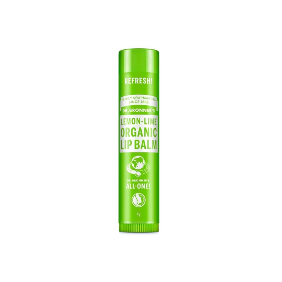 Dr Bronner's huulepalsam Lemon Lime 4 g läbipaistev