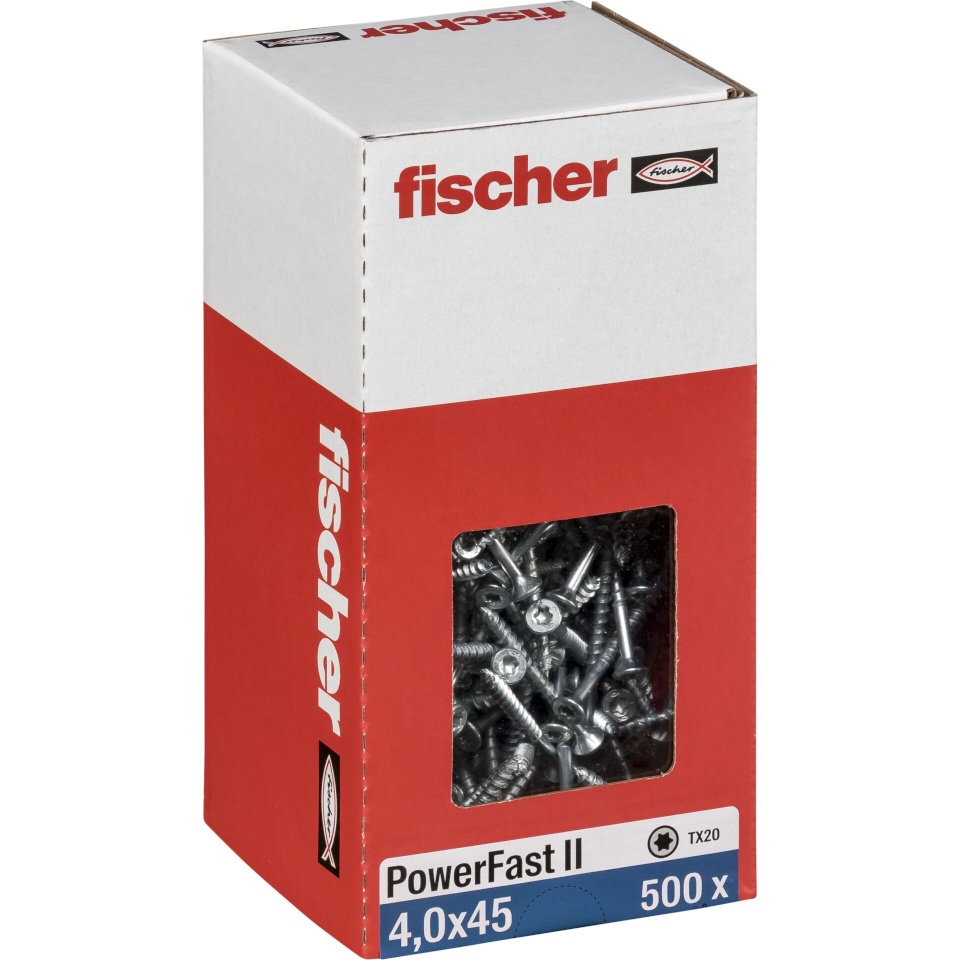 Fischer kruvide komplekt PowerFast II 4,0x45 SK TX TG blvz 500