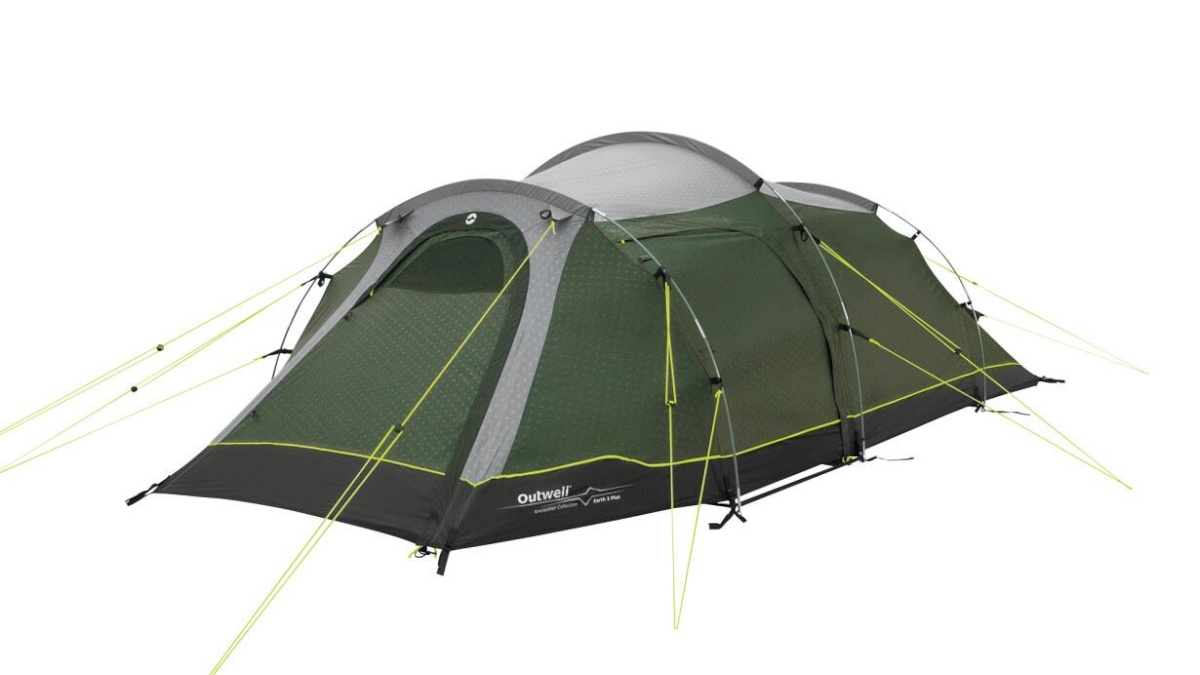 Outwell telk Two Room Tunnel Tent | Earth 3 Plus | 3 person(s) | roheline