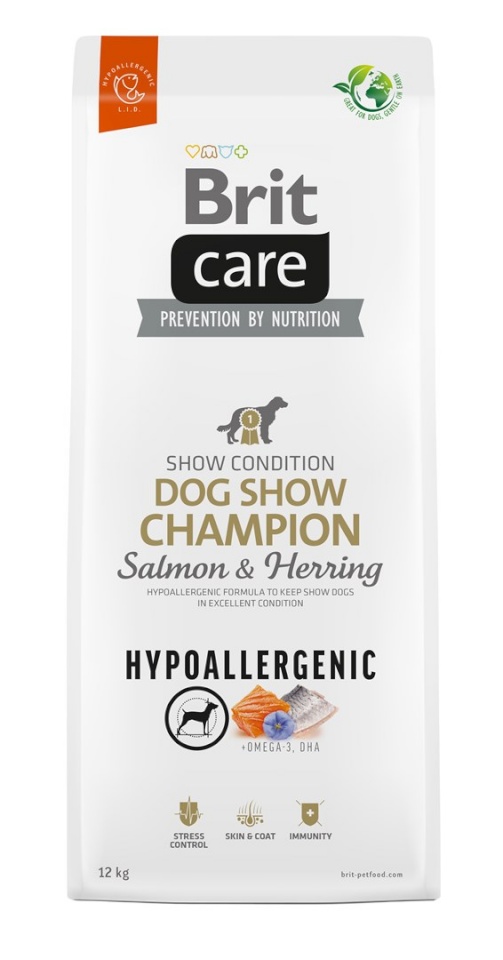 Brit kuivtoit koerale Care Hypoallergenic Adult Dog Show Champion Salmon & Herring - Dry Dog Food- 12kg