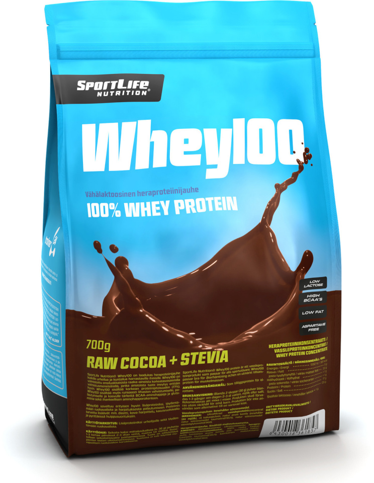 SportLife vadakuvalk Whey100 Stevia toorkakao, 700g