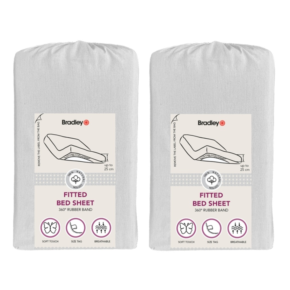 Bradley kummiga voodilina, 140 x 200 x 25 cm, 2tk, helehall