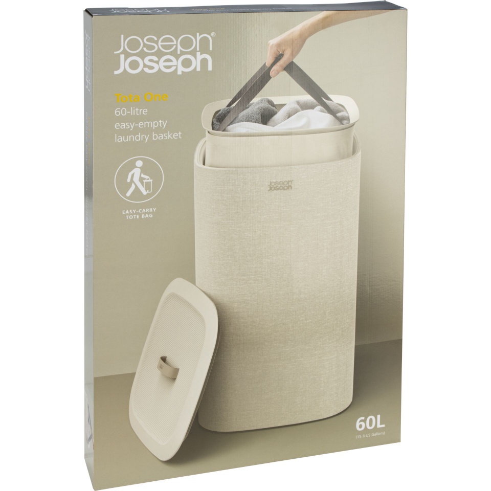 Joseph Joseph prügikast Tota One 60L ecru Großer Wäschekorb mit einem Fach