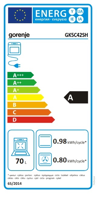 Gorenje pliit | GK5C42SH | Hob type Gas | Oven type Electric | hall | Width 50 cm | Depth 59.4 cm | 70 L