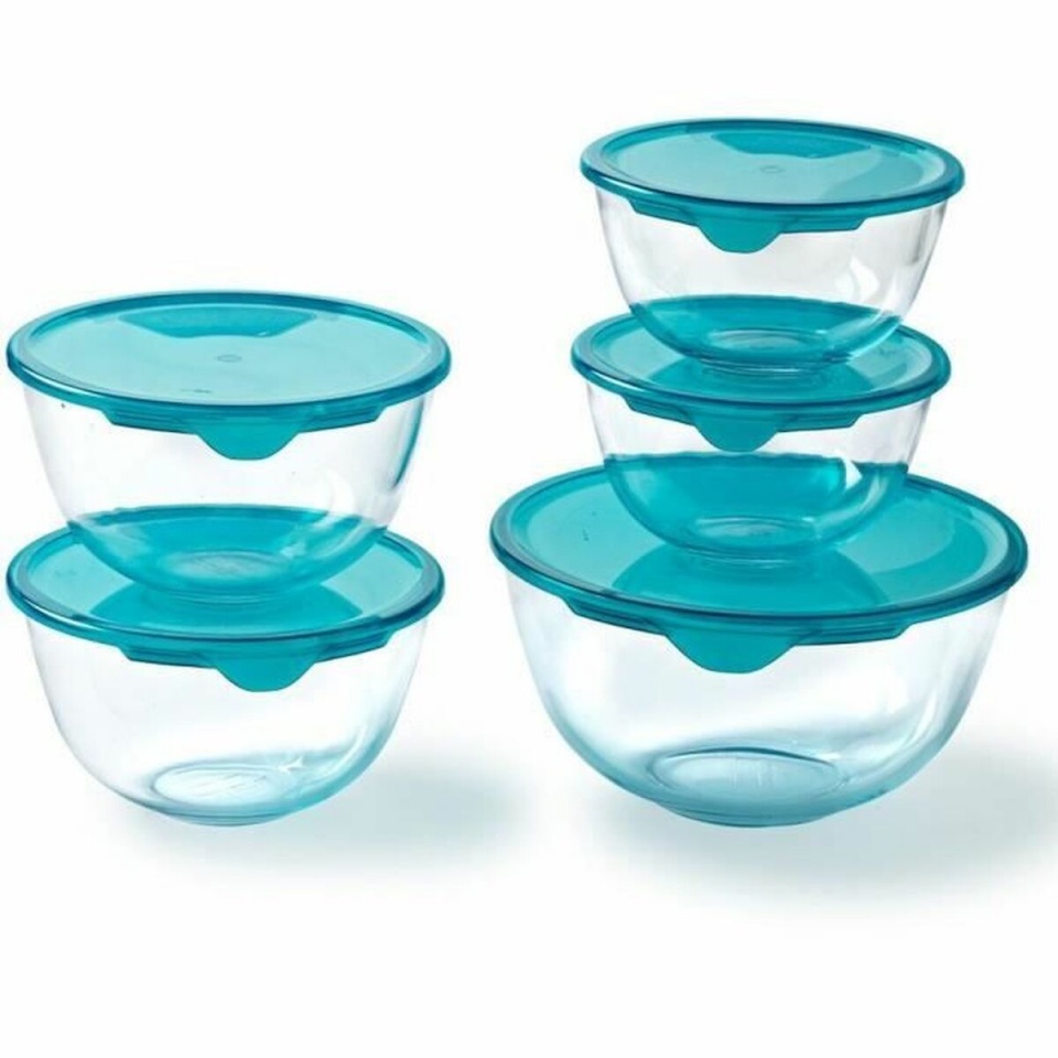 Pyrex toidukarpide komplekt läbipaistev türkiissinine 5 Tükid