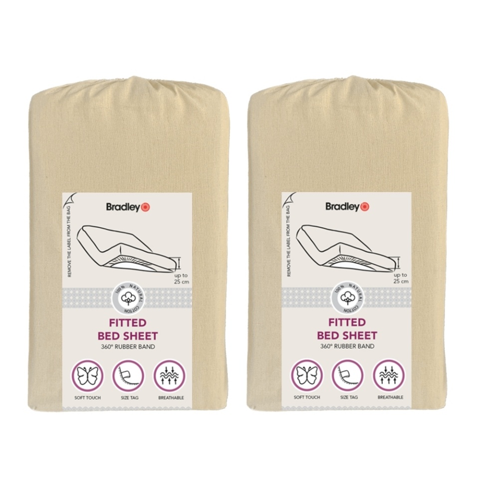 Bradley kummiga voodilina, 180 x 200 x 25 cm, 2tk, beež