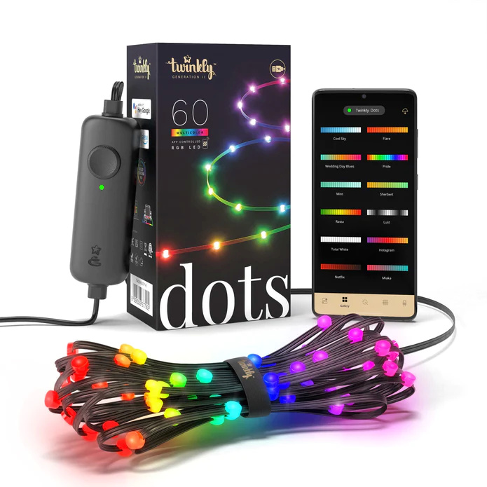 Twinkly valguskett Dots Smart LED Lights Chain 60 RGB, USB Powered, 3m, mitmevärviline