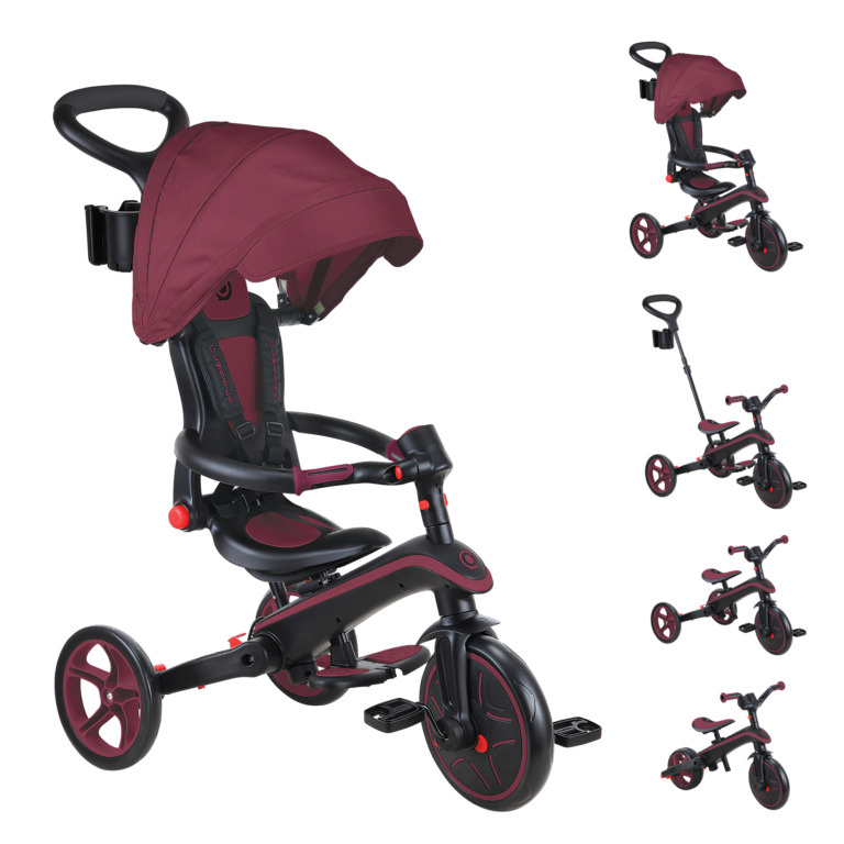 GLOBBER kokkupandav kolmerattaline jalgratas Explorer Trike Foldable 4in1, bordoo, 732-202-2