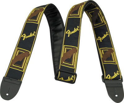 Fender 2" monogrammiga rihm, must/kollane/pruun
