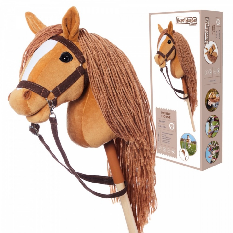 Tootiny pehme mänguasi Horse on a stick HOPPIHORSE Hobby Horse A3 Chestnut