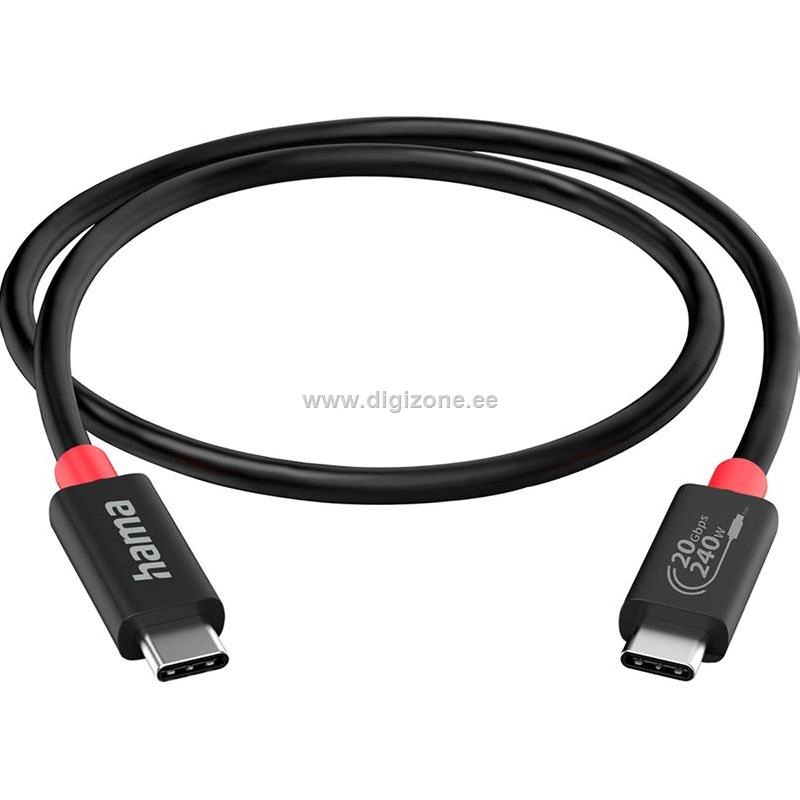 Hama laadimiskaabel Cable USB-C/USB-C, USB 4.0, 20 Gbit/s, 5 A, 240 W, 2 m