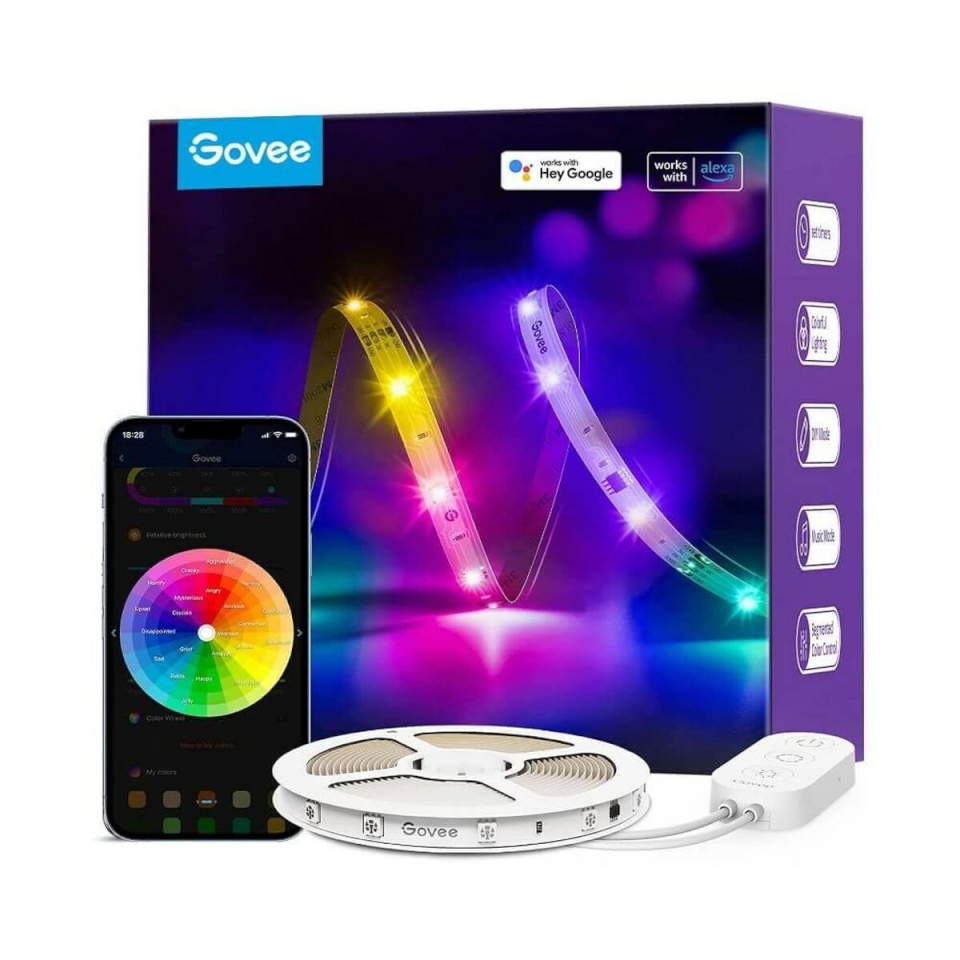 Govee LED riba RGBIC Basic LED Strip Lights, Wi-Fi + Bluetooth, 5m