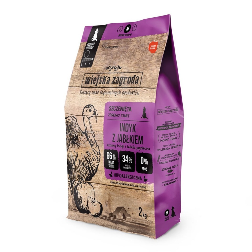 Country Farm kuivtoit koerale Turkey with apple M Puppy - Dry Dog Food- 9kg