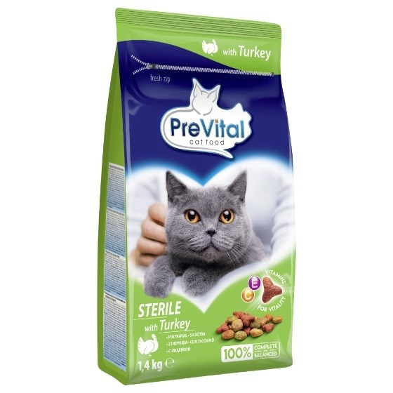Prevital kuivtoit kassile Cat Food Sterile with Turkey, 1,4kg