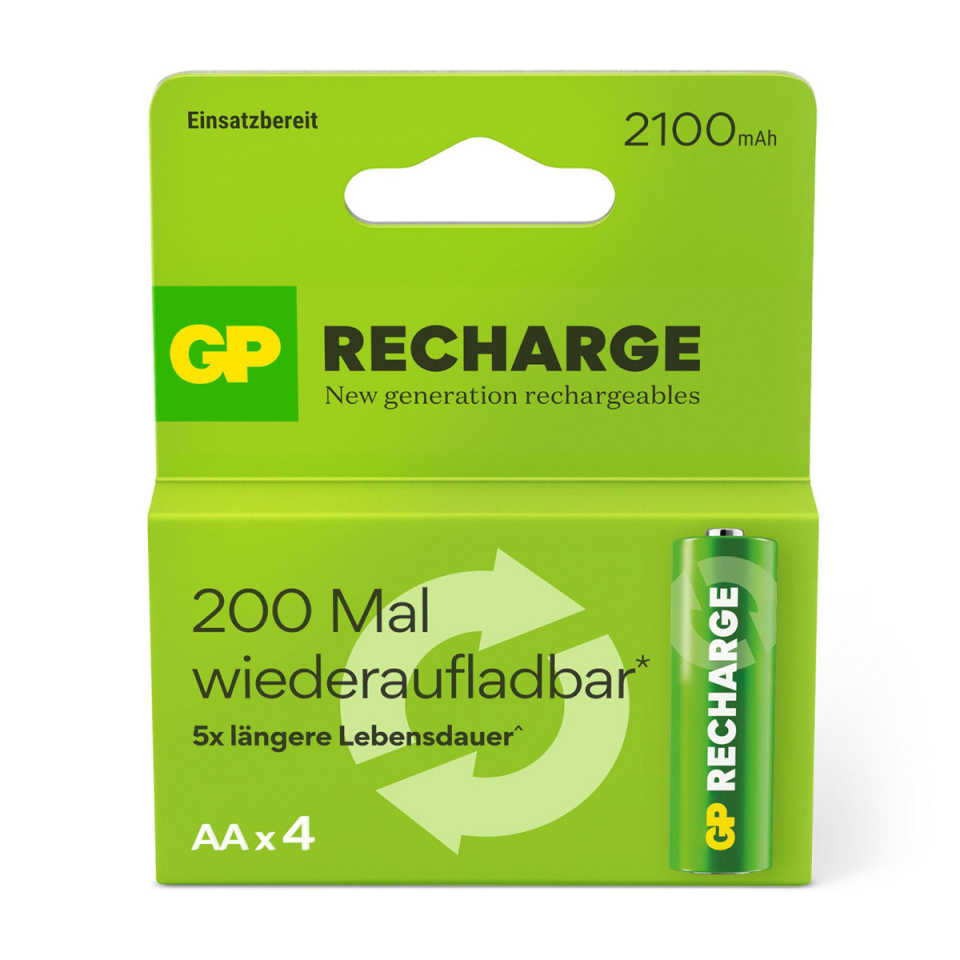 GP AA aku NiMH 2100 mAh GP RECHARGE 1.2V, 4 tk pakis