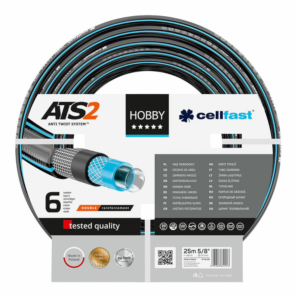 BGB Voolik Cellfast Hobby Ats2 PVC 25 m Ø 15 mm 6-kihiline