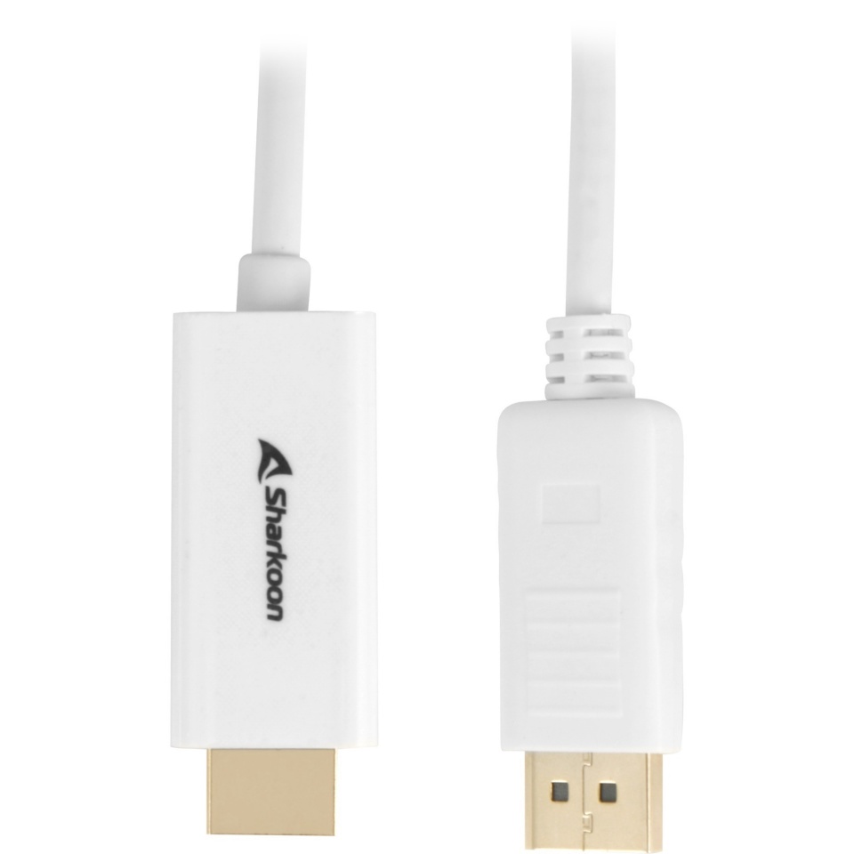 Sharkoon kaabel Displayport 1.2 to HDMI 4K ACTIVE 4Kx2K 60hz, valge 2,0m
