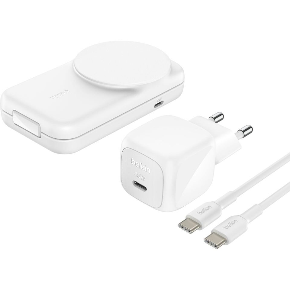 Belkin juhtmevaba laadija UltraCharge 25W Qi2 magn. 2-in-1 Lad.klappb.ws. WIZ038kqWH