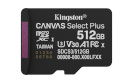 Kingston mälukaart microSD 512GB Canvas Select+ G3 150MB/s