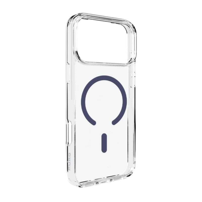 Puro Lite Mag Case Compatible with MagSafe for iPhone 17 Pro - Transparent with Blue Ring sinine / iPhone 17 Pro