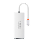 Baseus USB jagaja Lite Series Hub 4in1 USB-C to 4x USB 3.0 + USB-C, 25cm (valge)