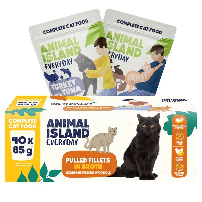 Animal Island kassitoit Everyday Fillets in Broth Turkey with Tuna and Veal with Rabbit Box, 40x85g