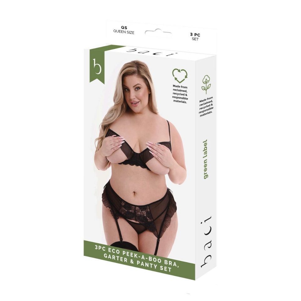 Baci Lingerie aluspesu komplekt Peek-A-Boo Bra must (Queen)