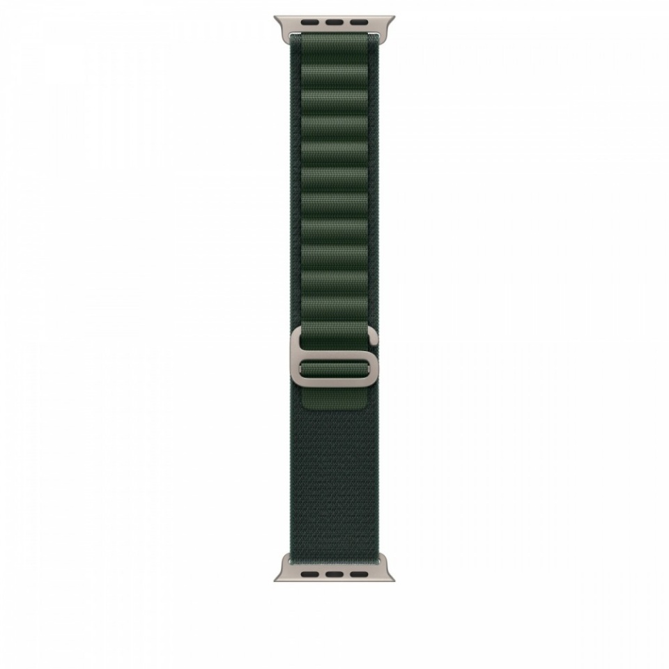 Apple kellarihm Watch Dark Green Alpine Loop 49 mm - L - Natural Titanium Finish