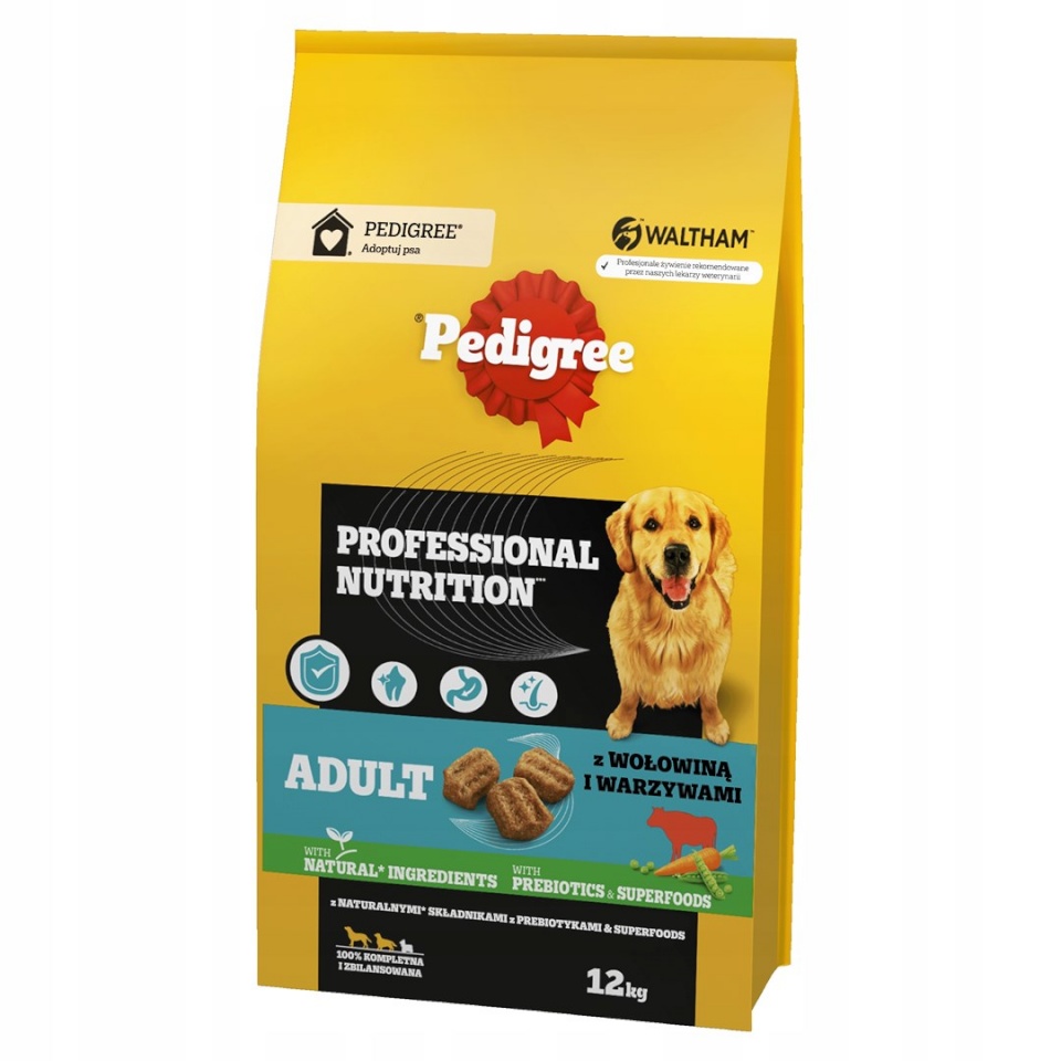 Pedigree kuivtoit koerale Professional Nutrition Adult with Beef and Vegetables, Medium and Large Breeds, 12kg