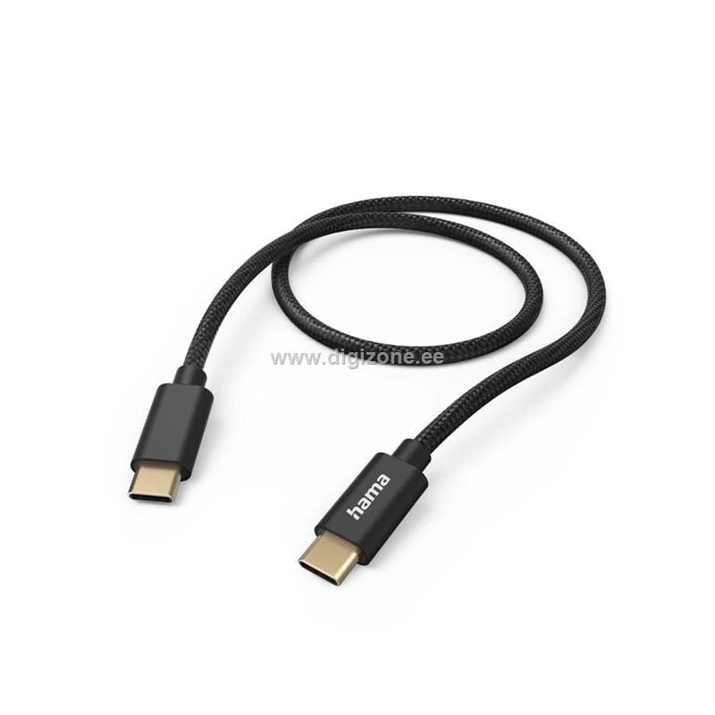 Hama laadimiskaabel Cable "Fabric" USB-C/USB-C 60W 1.5m Nylon, must
