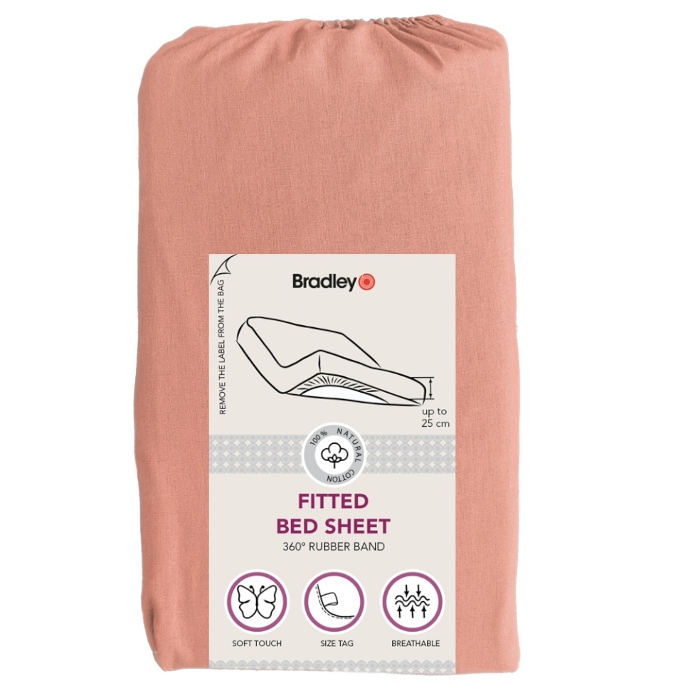 Bradley voodilina kummiga, 90 x 200 x 25 cm, tekstiilist kotis, korall