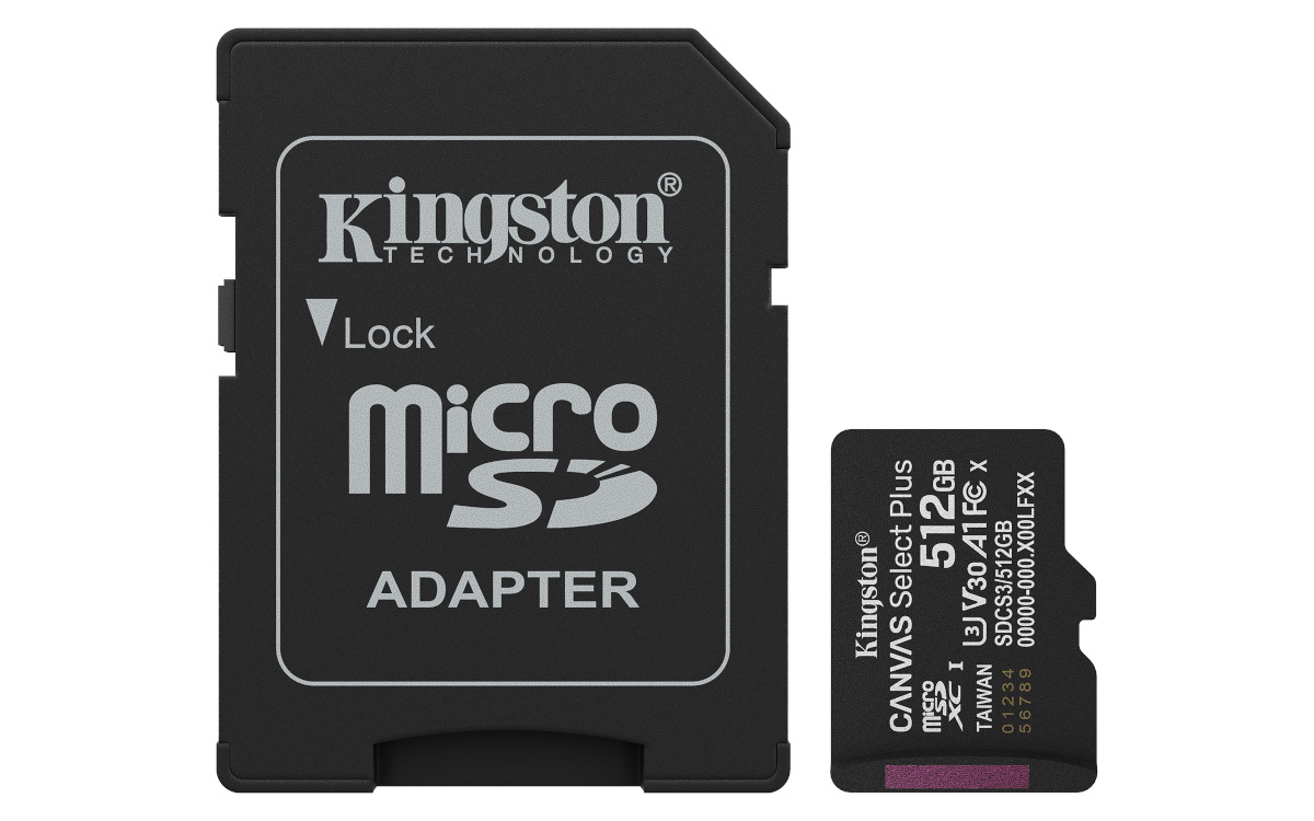 Kingston mälukaart microSD 512GB Canvas Select+ G3 150MB/s Adapter